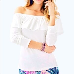 Lily Pulitzer White Long Sleeve Ruffle Top